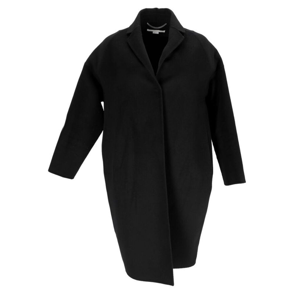 Stella Mccartney Hidden Buttoned Coat in Black Wool